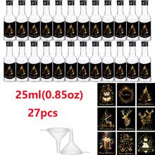 27 pezzi/2 pezzi Mini bottiglie di liquore, confezione di adesivi natalizi, etichette vintage di Babbo Natale, alce, campanelli, per vino, whisky, bevande, succhi, spezie, salse, sciroppi, oli essenziali, molto adatti per feste di Natale, cene, regali. Elementi natalizi come pupazzo di neve e albero di Natale.