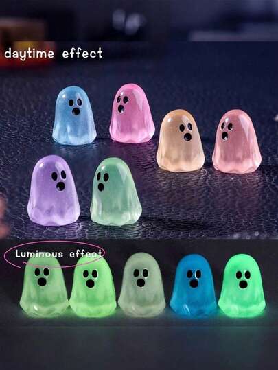 12 piezas/6 piezas Decoraciones mini de resina de fantasmas que brillan en la oscuridad, accesorios de decoración DIY, ornamentos de micro paisaje mini, adecuados para decoración de fiestas, decoración de Halloween, regalos festivos, decoración del hogar