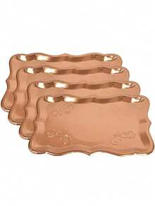 20/10/5pcs 9" X 13" Elegant Gold Rimmed Rectangular Paper Plates, Suitable For Dessert Display, Dining Table Party, Cupcake Display, Birthday Party, Wedding, Bridal Shower, Picnic, Everyday Home Use - Multicolor - View 8