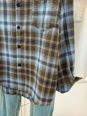 Retro amerikansk rutig avslappnad gatskjorta med lös passform, lämplig för alla årstider