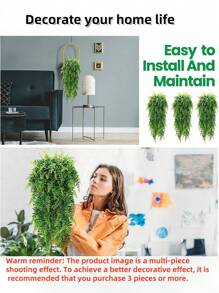 1 件人造藤蔓悬挂假植物，人造蕨类植物墙假常春藤绿花房间装饰适用于家庭花园、婚礼派对、活动室和户外装饰，人造装饰品，逼真植物 - 綠色 - 查看 11