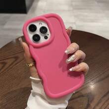 New Phone Case With Curved, Wavy Edges That Feel Soft On The Skin - Hồng - Xem 1