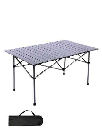 Kampeertafel Opvouwbaar Draagbaar Kampeer Opvouwbaar Lichtgewicht Oprolbare Tafel Verstelbare Hoogte Met Draagtas Binnen Buiten Voor Kamperen, Picknicken, Achtertuin, BBQ, Terras