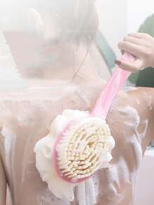 1 件，双面泥搓长柄软毛沐浴刷，背部搓揉按摩去角质二合一擦洗沐浴刷 - 彩色 - 查看 3