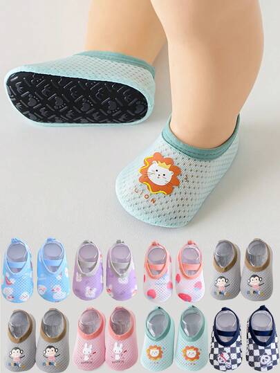 1Pair 0-3 Years Old Baby Kids Boys Girls Cartoon Swim Water Shoes Barefoot Socks Animal Fruit Pattern Non-Slip Shoes Swimming Fishing Footwear For Pool Beach Surf Shoes