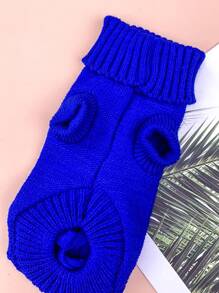 1pc Solid Navy Blue 3D Twist Rope Knitted Pet Sweater, Warm Autumn/Winter Clothing For Cats And Dogs