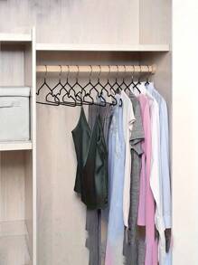 20/10 Piece Pack, Non-Slip Heavy Duty Hanger, (15.75" X 7.87"), Black Non-Slip Heavy Duty Hanger, Bedroom Supplies, Storage Supplies, Bedroom And Wardrobe Quality Storage Solution - No Strenuous Hanging, Space Saving Design, Perfect For Life