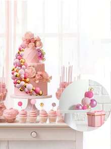 50 pezzi - Bastoncini decorativi in schiuma per torte di festa di nascità, mini palloncini per decorazioni di torte di compleanno, serie rosa, a forma di perla, per decorazioni di feste di compleanno di bambini e bambine, festa di nascità e matrimoni - Multicolore - Visualizzare 6