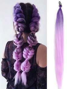 26 Inch High-Temperature Fiber Straight Hair With Elastic Tie, Holiday Red/White/Green Wrap Design, Seasonal Hair Accessory | Fashionable Hair Extensions | Glossy Hair Extensions, Rainbow Ponytail Extensions