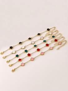 1pc Five-Petal Flower Bracelet, Clover Flower Bracelet, Delicate Luxury Unique Gift For Women