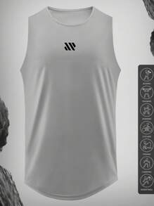 Men's Wide Shoulder Athletic Tank Top With Curved Hem Design Offers Natural Drape And Enhanced Layering, Suitable For Gym Weightlifting And Outdoor Hiking