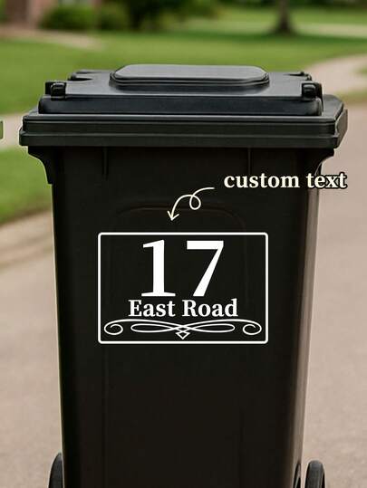 Personalized Reflective Wheelie Bin Stickers – Custom Trash Can Address Labels With House Number And Street Name – Weatherproof Outdoor Vinyl Decal For Garbage Bins, Recycling Bins, Or Waste Containers – Bold, Easy-To-Read Fonts For Clear Identification – Waterproof, Durable And Fade-Resistant