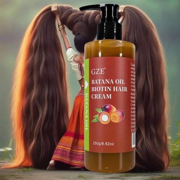 GZE Batana Oil Biotin Hair Cream Strong Hair Anti-Breakage Repair Split Ends Silky For Dry Hair Strengthens