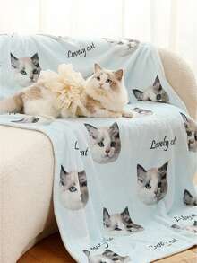 46 Color Options! Customized Pet Photo & Name Soft Blanket, Cozy & Skin-Friendly, Cat/Dog Memorial / Sofa Cover / Nap Blanket,Pet Supplies,2025 Halloween Accessories,Personalized With Pet's Name - Multicolor - View 11