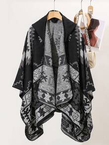 1 chiếc khăn choàng Jacquard chắp vá hình học thoải mái - Nhiều màu - Xem 26