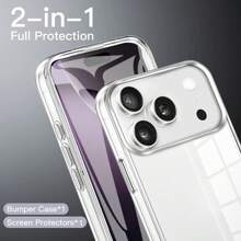 Hadaasi 1pc Transparent Shell Membrane 360 Degree Full Coverage TPU+PC Dual-Layer Acrylic Double-Sided Anti-Drop Silicone Protective Case, Compatible With Apple 17 Pro/17 Pro Max/17 Air/17/16 Pro/16 Pro Max/16 Plus/16/16E And Galaxy S26 Ultra/S26 Plus/S26/S25 FE/S25 Ultra/S25 Plus/S25/S25 Edge/S24 Ultra/S24 Plus/S24/A56/A36/A26/A07/A17/A55/A35/A25/A15/A24/A34/A14/A16/A06/A05S - Clear - View 5