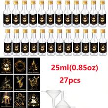 27 pezzi/2 pezzi Mini bottiglie di liquore, confezione di adesivi natalizi, etichette vintage di Babbo Natale, alce, campanelli, per vino, whisky, bevande, succhi, spezie, salse, sciroppi, oli essenziali, molto adatti per feste di Natale, cene, regali. Elementi natalizi come pupazzo di neve e albero di Natale.