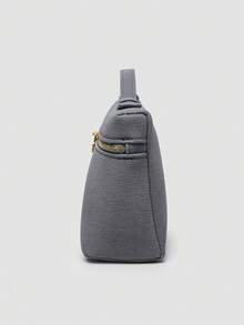 1 件纯色荔枝纹 PU 方形斜挎包，女士小钱包，适合日常时尚搭配和外出 - Iron Gray - 查看 3