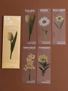 5pcs Nature Plants Bookmarks for Books Transparent Thin PET Page Marker Unique Reading Gift