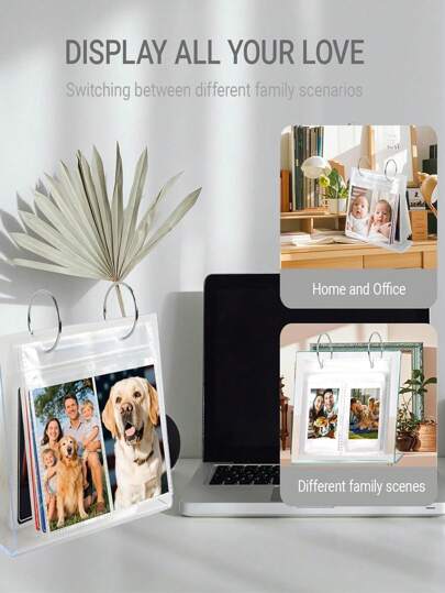 1 Stück Acryl Mini Tisch Fotoalbum, transparenter Acryl Büro Schreibtisch Fotohalter für 3 Zoll, 4 Zoll, 5 Zoll Fotos, geeignet für Zuhause und Büro Verwendung zum Aufbewahren von Bildern, Karten und kleinen Erinnerungsstücken