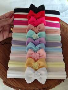 Kit 10 faixinha laço para bebe menina Tiara para bebê RN 0 a 2 Anos roupinhas bebê saída maternidade enxoval - Multicolorido - Visão 8