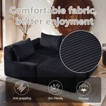 Modern Minimalist Modular Sectional Sofa, L-Shape Upholstered Cloud Couch With Deep Seats, Right Facing Chaise For Living Room-Black - 黑色 - 查看 4