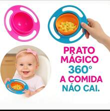 Prato  Pote Infantil  Mágico 360 Comida Não Cai