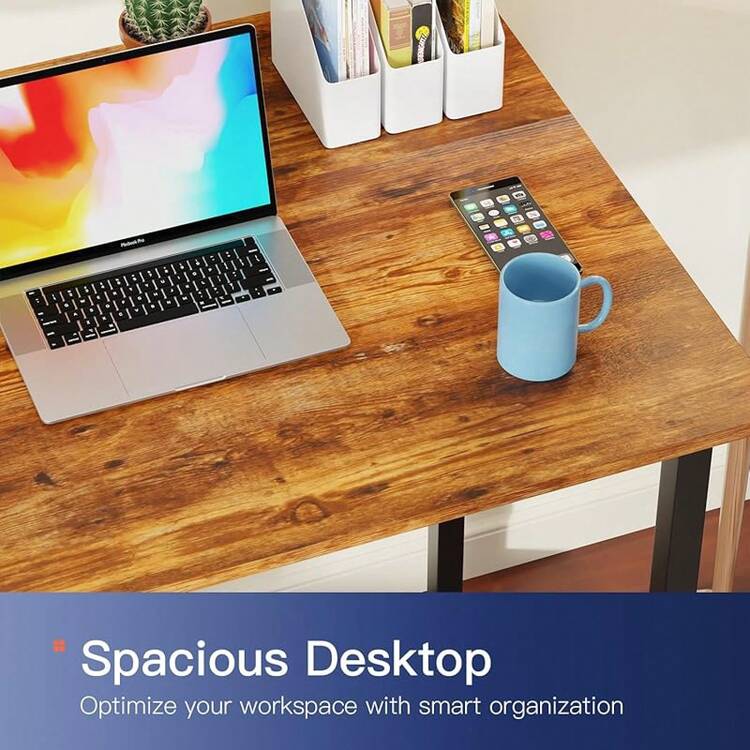 PayLessHere| 32 Inch Computer Desk| Brown| Office Desk With Metal Frame, Adjustable Feet|-Resistant, Scratchproof Surface| Sturdy Writing Table Home Office Or Study| Pack Of 1 - 優質的 - 查看 6