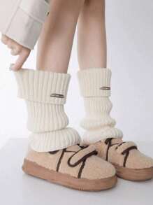 1Pair Solid Color Leg Warmers, Warm Socks, Fashionable And Cozy, Suitable For Back To School Outfit, Autumn/Winter, Casual Shopping, Holiday, Christmas Party Wear Autumn Accessories