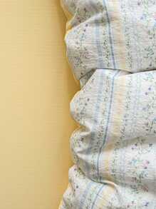 2/3pcs Floral & Plant Print Ruched Soft Bedding Set, Light Blue & Light Yellow, Sweet & Cute Student Style, Suitable For Twin, Full, Queen Size Beds, Spring/Summer - Multicolor - View 5