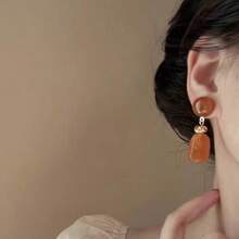 Resin Irregular Earrings Women's Daily Versatile Temperament Earrings Earrings - màu nâu - Xem 3