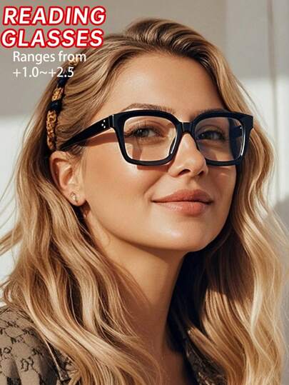 1pc Eye Protection Multicolor Plastic Geometric Full Frame Classic Modern Simple Style Elegant All-Season Casual Basic Women Reading Eyeglasses 4 Diopter Options, +1.0 To +2.5Magnification, As Driving, Outdoor, Daily Life, Office Outfit, Holiday Gift, Business Casual Woman Suitable For All Face Shapes