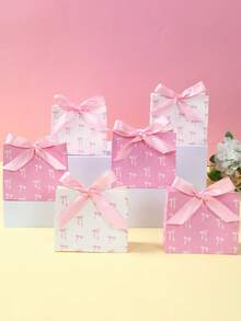 6 Stück rosa Schleifengeschenkbox, Box mit Schleifenband, Schleifentüten, Schleifen Dekoration, Geschenkbox für Geburtstagsparty, Damenpartybox, Baby-Shower Dekoration, Gender-Reveal Dekoration, Geschenkverpackung Tüten, Hochzeitsgastgeschenke, Raumdekoration, Heimdekoration, Geschenktüten, Partyzuckertüten und -boxen, Geburtstagsmädchen