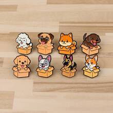 1 件可爱宠物狗珐琅别针卡通动物猫胸针徽章背包翻领别针服装配饰时尚珠宝朋友礼物办公室配饰衬衫夹克万圣节衣服别针趣味教师礼物万圣节配饰教师节包饰圣诞节