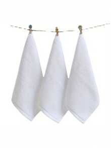 5pcs Minimalist White Towels, Hotel Lint-Free Towels, Soft Absorbent Face Towels, Bathroom Supplies - Multicolor - View 5