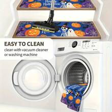 柔软楼梯踏板非地毯垫 30 英寸 X 7.8 英寸室内楼梯踏板适用于木质台阶，儿童和狗的楼梯地毯，100% 聚酯纤维 TPE 背衬 10 件，万圣节，方形