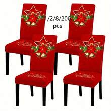 4/6 Unique Christmas Designs, Santa Claus & Snowman Digital Positioning Print Chair Covers, Removable & Washable Chair Cover Set, Soft Elastic Seat Protector, Suitable For Christmas Atmosphere Decoration In Restaurant, Kitchen, Banquet Hall, Dining Room, Bedroom, Office, Living Room, Dormitory And Home - Multicolor - View 12