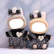 2pcs Clothes Only] 1st & 2nd Generation Doll Accessories - Heart Plaid Suspender Pants Outfit Replacement - Multicolor - View 1