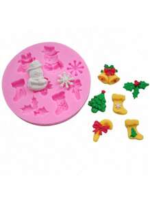 1pc Light Grey Silicone Christmas Series Cake Mold, Ideal For Diy Cake Decorating, Chocolate, Clay & Resin Molding, Christmas Themed Baking Tool