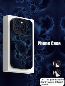 1 件黑色墨水花卉图案垂直条纹仿皮保护软手机壳适用于苹果和各种型号防水防震防摔防刮