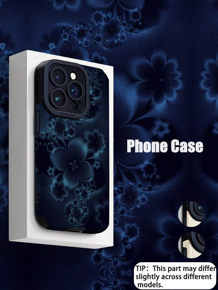 1 件黑色墨水花卉图案垂直条纹仿皮保护软手机壳适用于苹果和各种型号防水防震防摔防刮