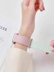 高级简约磁吸表带，兼容38/40/41/42/44/45/46/49mm表盘尺寸，兼容Ultra/SE10/9/8/7/6/5/4/3/2/1型号 - 粉綠 - 查看 7