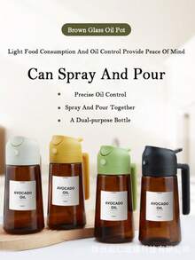 1PCS Barbecue Sprayer, Spray Bottle, Premium Olive Oil Sprayer Oil Pot, Light Resistant 2-In-1 Premium Glass Bottle Body, Can Spray Or Pour, Suitable For Barbecue, Kitchen, Outdoor, Label Stickers, Multiple Color Choices - Nâu sẫm - Xem 7