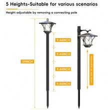 2-Pack 60" Solar Post Lights – Black Vintage LED Lamp Posts For Garden, Patio & Pathway Outdoor Décor