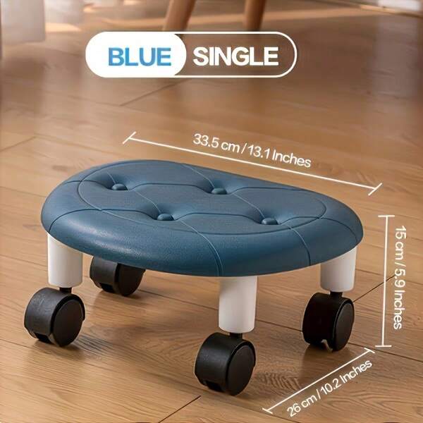 1pc Pulley Short Stool Household Living Room With Wheels Movable Small Bench Bedroom Universal Wheel Plastic Stool Shoe Changing Bench