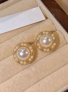 12pcs/6pcs/2pcs Set Vintage Elegant Bohemian Style Metal Multi-Element Baroque Faux Pearl Enamel Cat Eye Stone Bright Gold Square Stud Earrings, Minimalist Chic Luxury Versatile Earrings Suitable For Women, Men, Girlfriends, Vacation, Party, Wedding, Daily Matching, Ideal Gift For Valentine's Day, Mother's Day, Anniversary