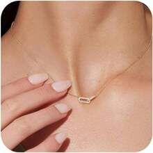 Gold Pendant Necklace For Women, Dainty Diamond Necklaces For Women Simple 14K Gold Plated Paperclip Choker Necklaces Cute Minimalist Open Oval Necklaces Gold Jewelry For Women Gifts - 黃金+CZ迴紋針-金色 - 查看 1