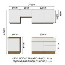 Cocina Integral Completa Modular Madesa Glamy 240cm Color Marrón/blanco 08 - Marrom y Blanco - Ver 3