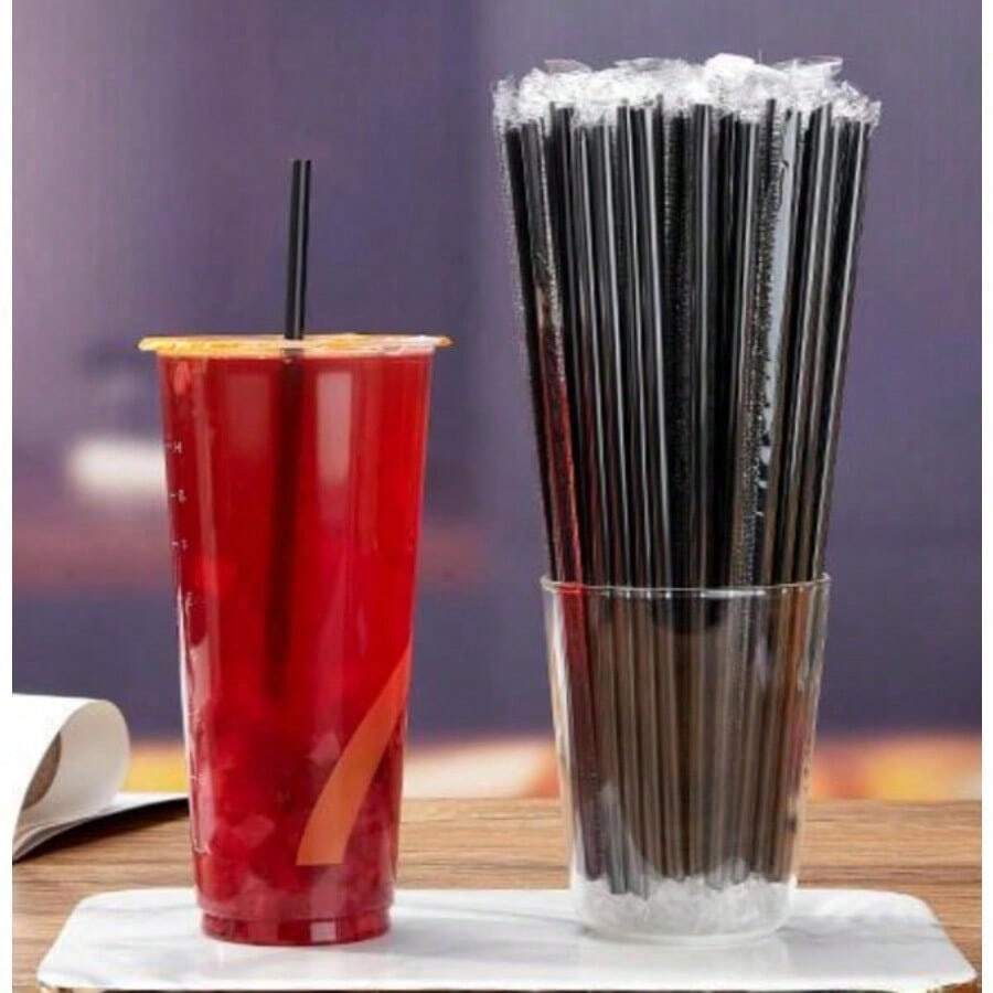 50 Pcs  Exquisite Tea Control Is A Must-Have! Independently Packaged Black Straw With Dark Texture And Hidden Details, Providing A Sense Of Ceremony And Hygiene When Drinking Coffee And Milk Tea - 黑色 - 查看 1