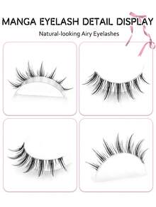 10 Pairs Asiteo Anime Style Transparent Natural Long False Eyelashes, Suitable For Beginners And Daily Use, Applicable For Cosplay And Anime Styling - Black - View 5